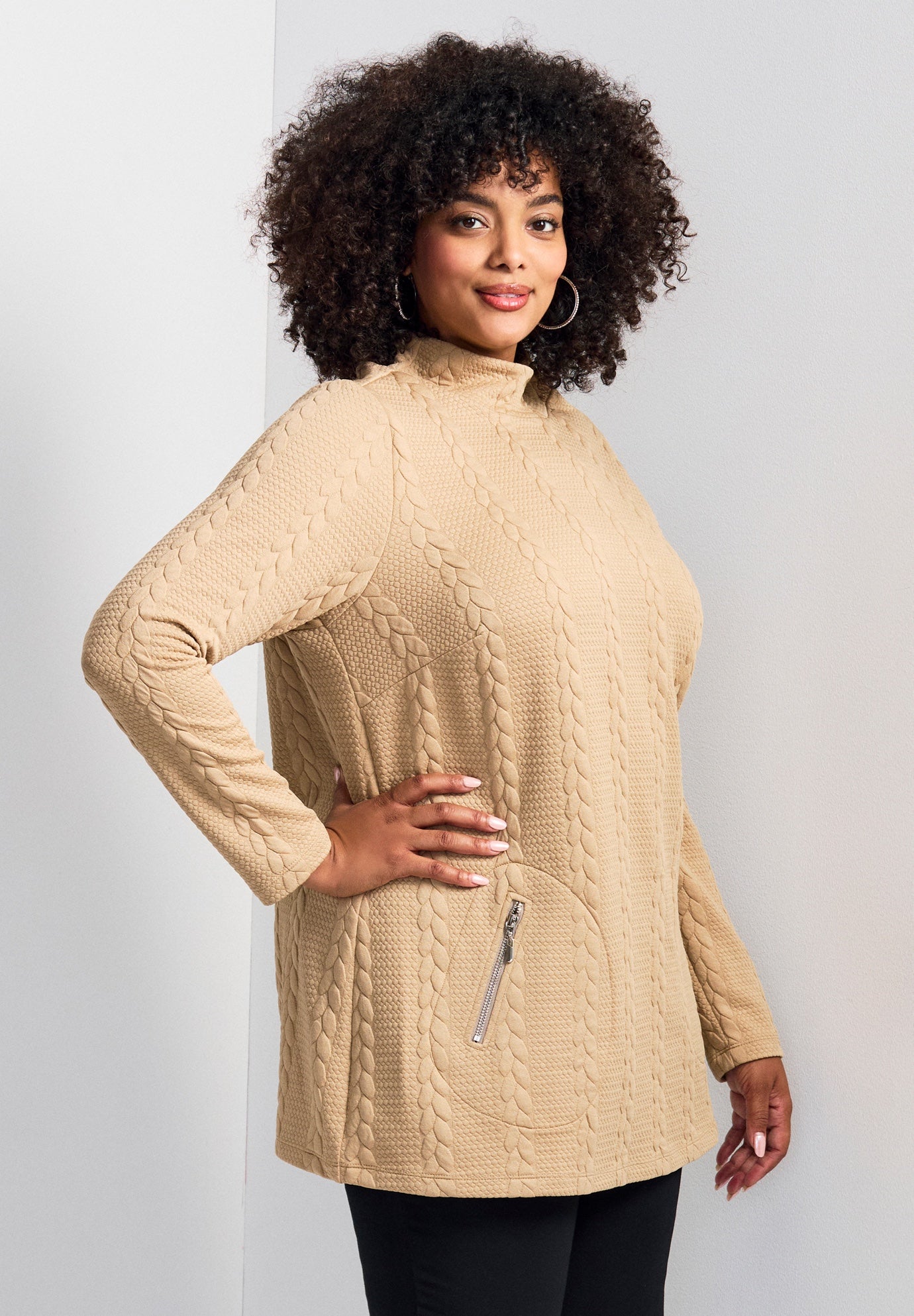 Emily Jacquard Texture Knit Tunic image number 2