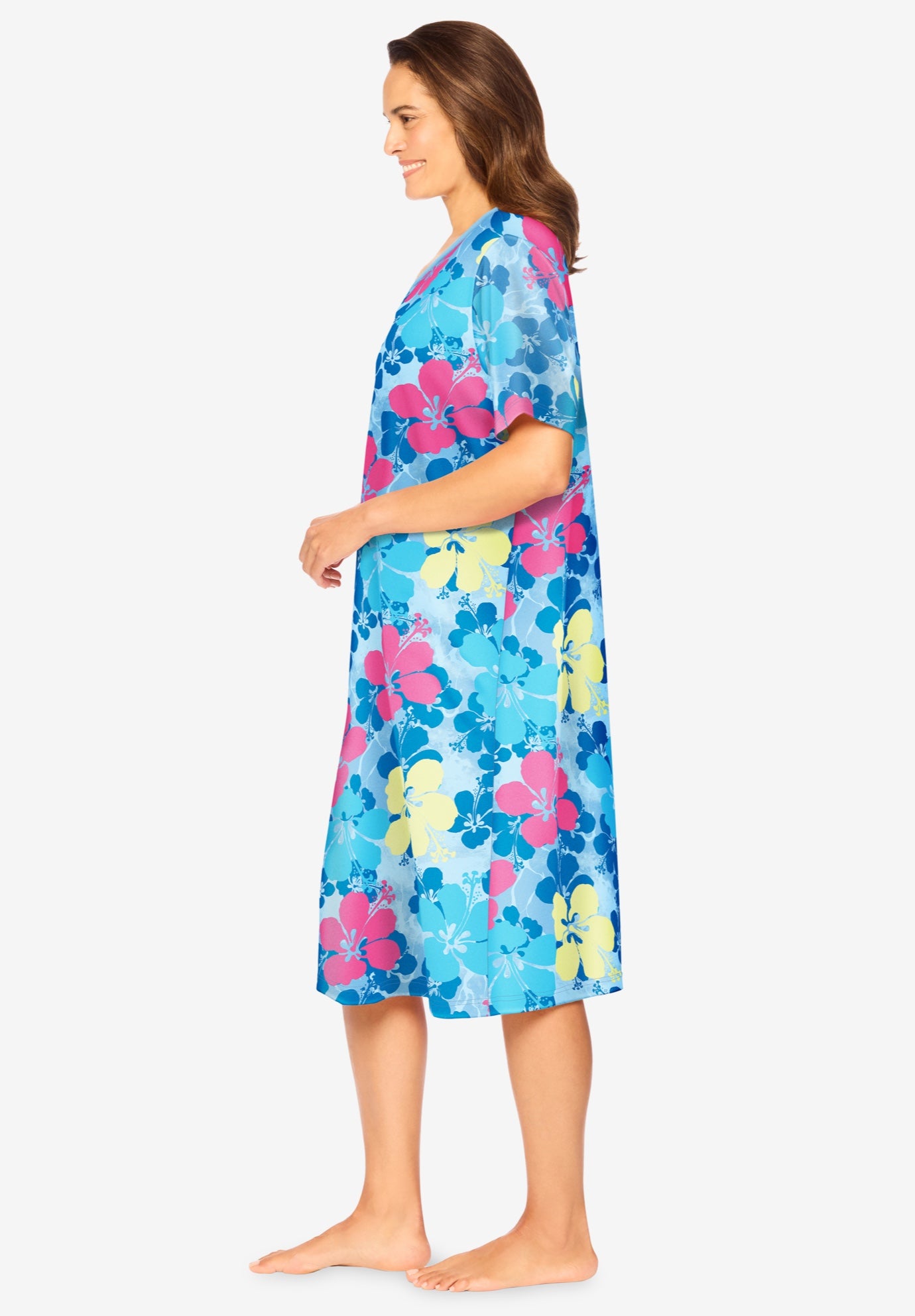 V-Neck Short Sleeve Knee-Length Cotton Sleepshirt image number 2