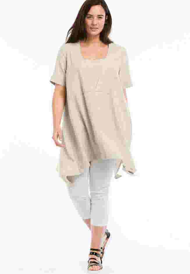 Linen-Blend Hanky Hem Tunic image number 0