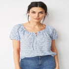 Keyhole Neckline Peasant Blouse image number null