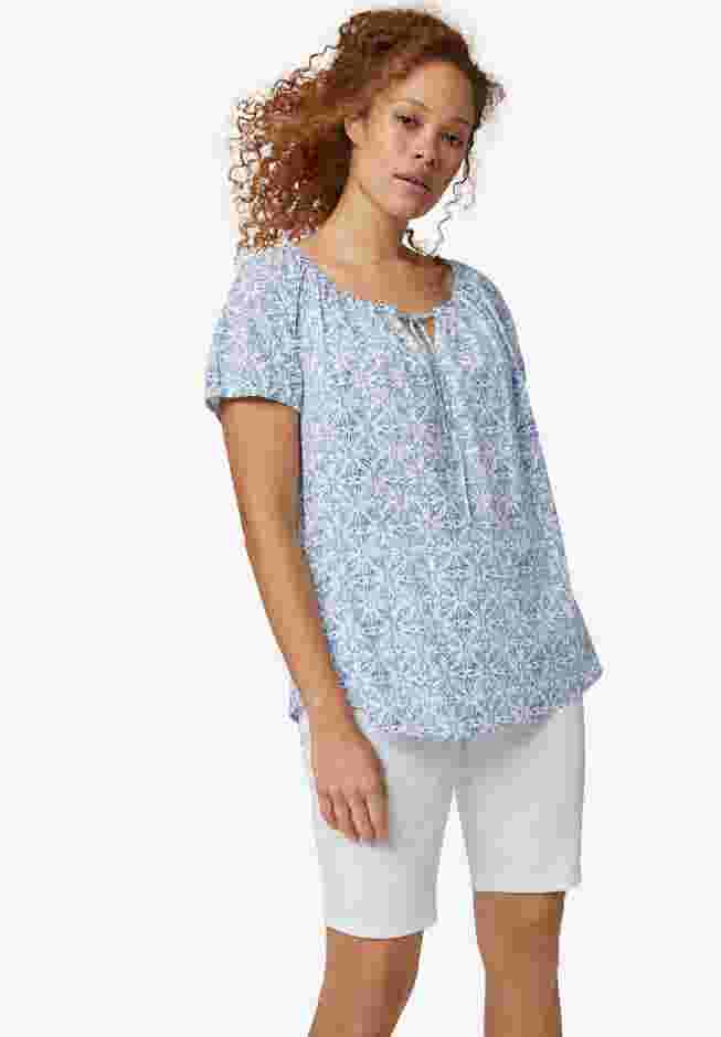 Keyhole Neckline Peasant Blouse image number 0