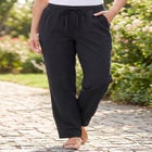 Seersucker Pull-on Elastic-Waist Pants image number null