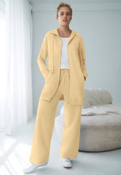 Ellos Studio French Terry Wide Leg Drawstring Elastic Waistband Sweatpants