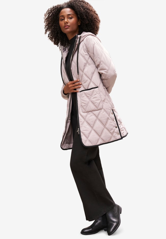 Long Quilted Hooded Jacket image number 2