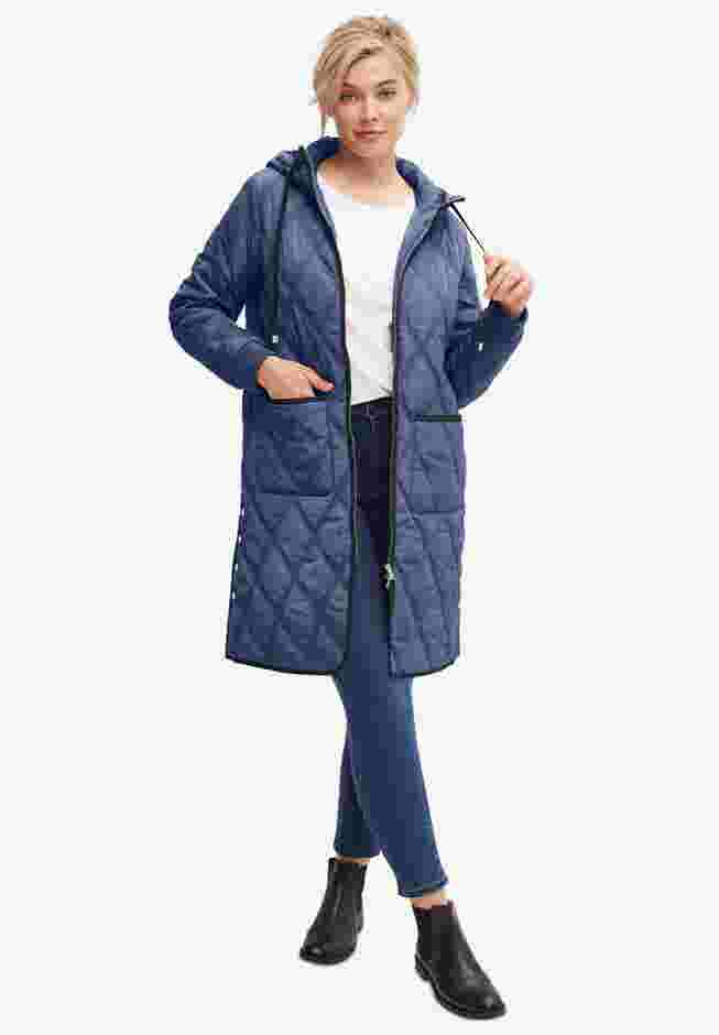 Long Quilted Hooded Jacket image number 0