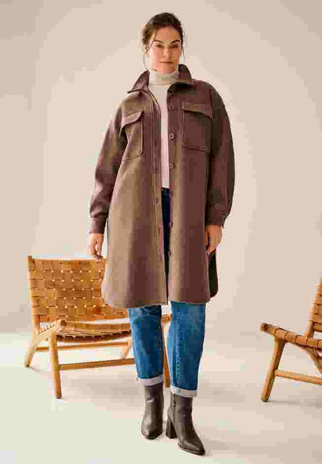 Wool Blend Long Shirt Jacket image number 0