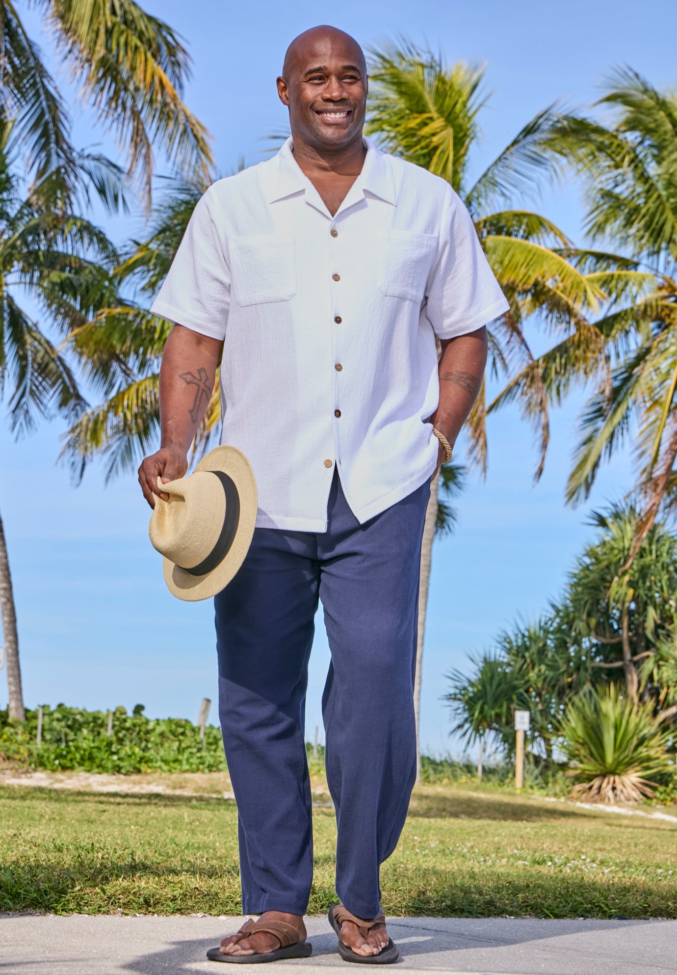 Elastic Waist Gauze Cotton Pants image number 4