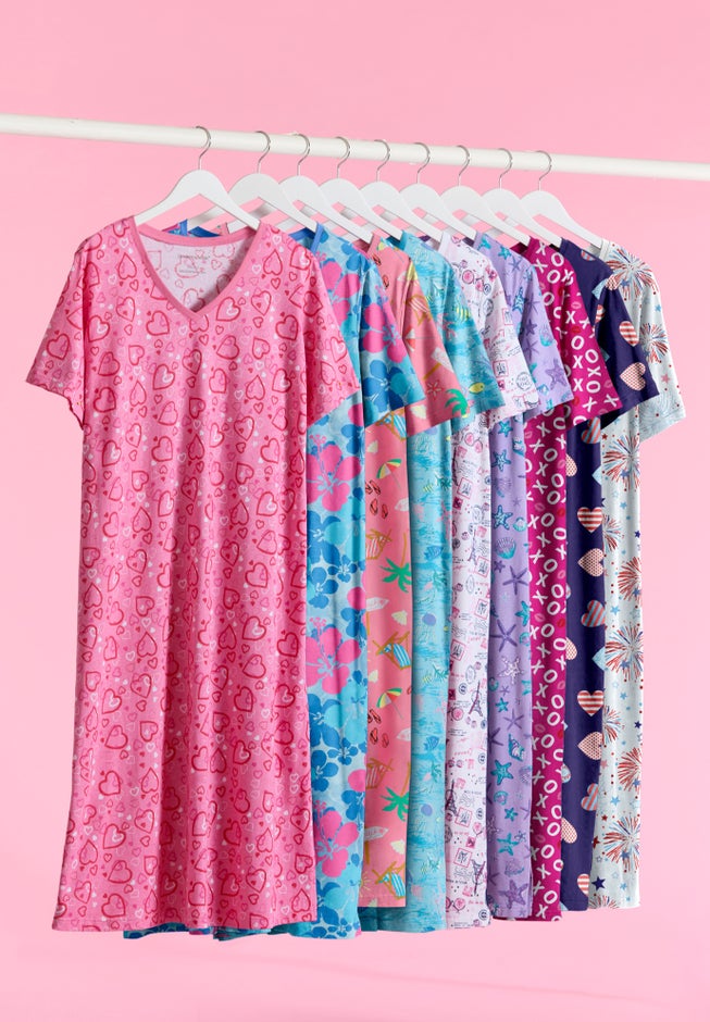 V-NECK SHORT SLEEVE KNEE-LENGTH COTTON SLEEPSHIRT image number 9