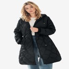Long Quilted Jacket With Drawstring Waist image number null