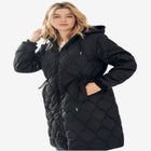 Long Quilted Jacket With Drawstring Waist image number null