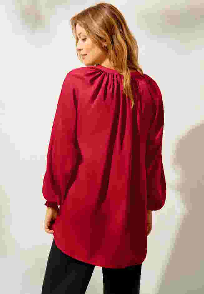 Satin V-Neck Tunic With Blouson Sleeves image number 1