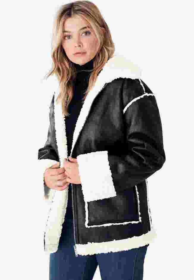 Reversible Faux Suede Sherpa Jacket image number 0
