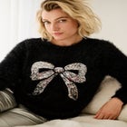Embellished Eyelash Pullover Sweater image number null