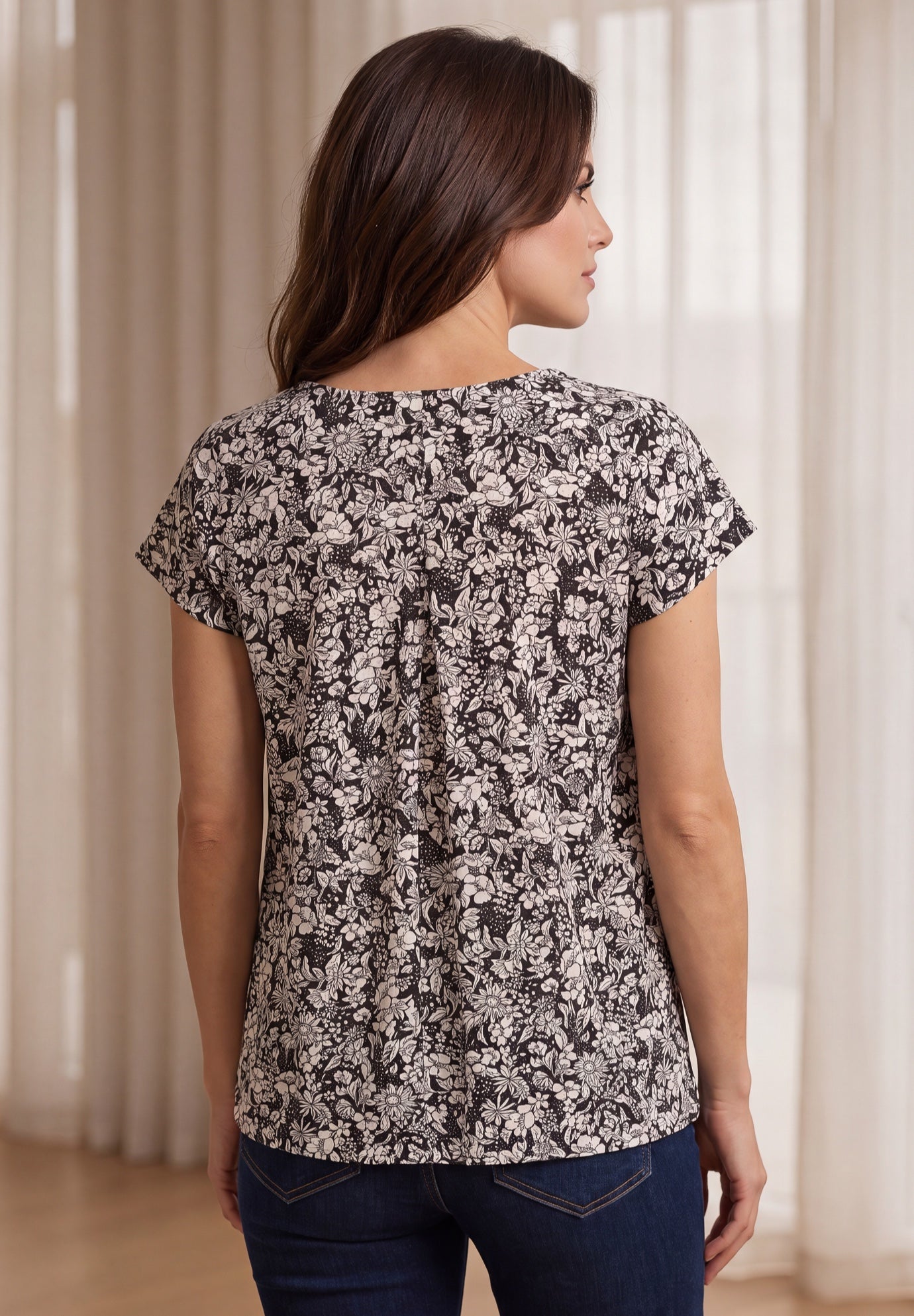 Cotton Jersey Slub Cap Sleeve Trapeze Tee image number 1