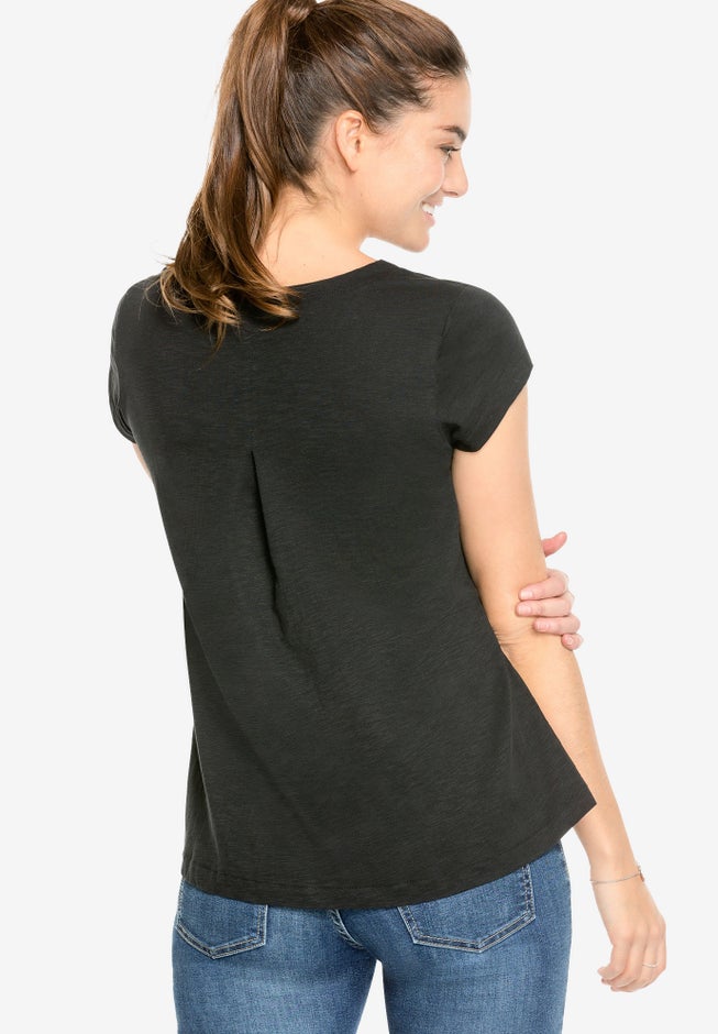 Cotton Jersey Slub Cap Sleeve Trapeze Tee image number 1
