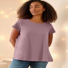 Cotton Jersey Slub Cap Sleeve Trapeze Tee image number 2