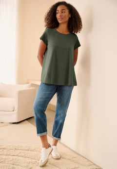 Cotton Jersey Slub Cap Sleeve Trapeze Tee