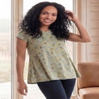 Cotton Jersey Slub Cap Sleeve Trapeze Tee image number null