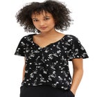 Crepe Keyhole Scoopneck Flutter Sleeve Blouse image number 0