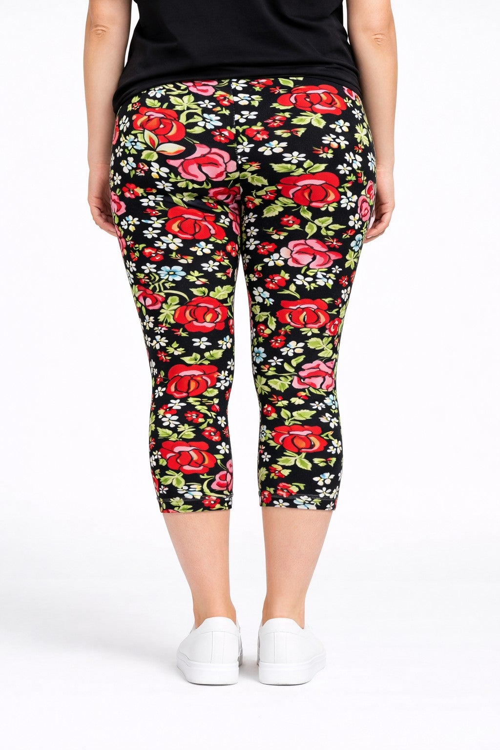 Cotton Spandex Elastic Waist Capri Leggings image number 1