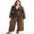 High-Low Peplum Leather Jacket image number null