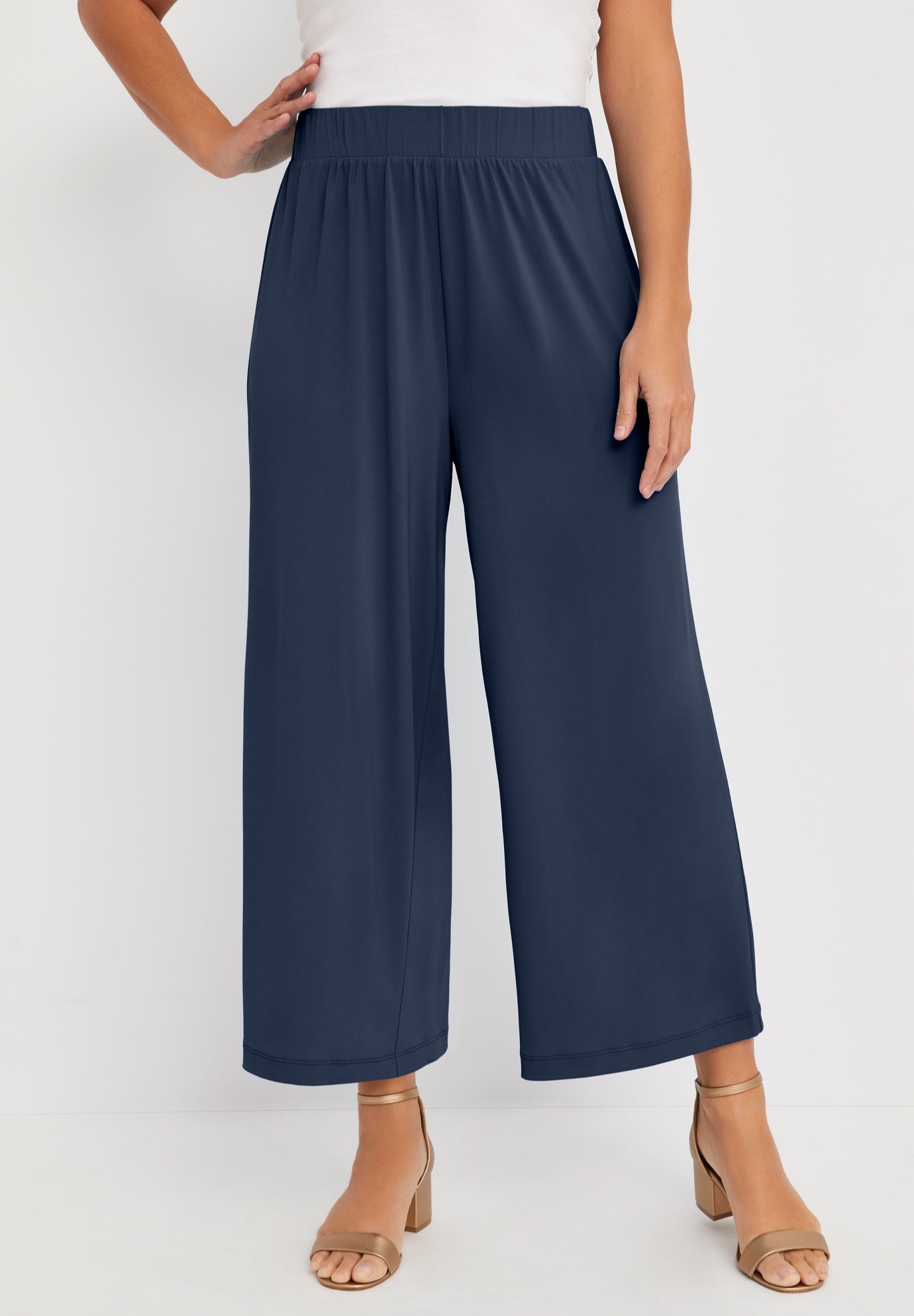 Stretch Knit Wide Leg Crop Pant image number 0