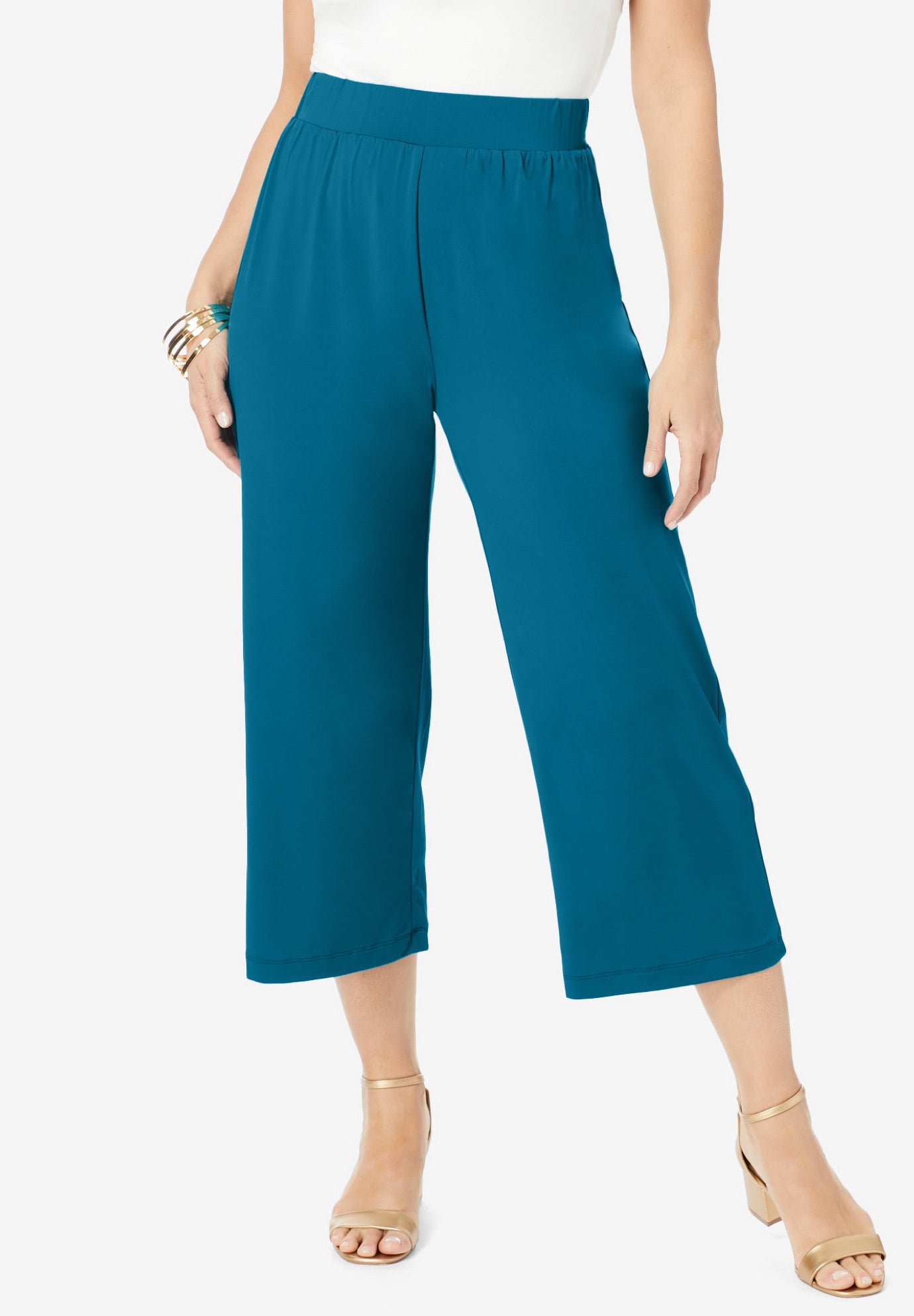 Stretch Knit Wide Leg Crop Pant image number 0