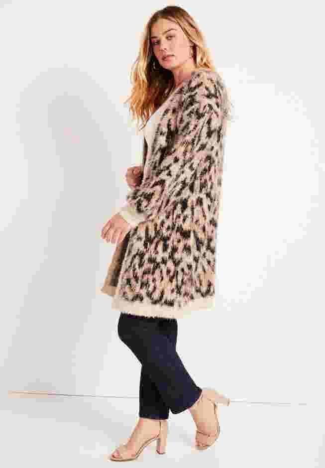 Leopard-Print Eyelash Cardigan image number 3