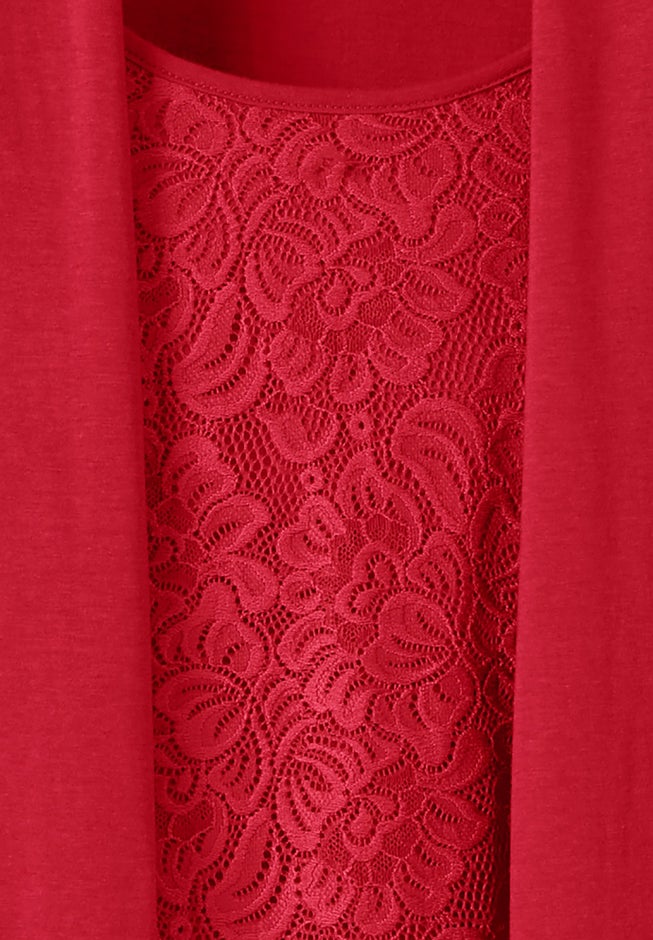 2-Fer Cardigan & Attached Lace Tunic image number 2