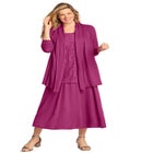 2-Fer Cardigan & Attached Lace Tunic image number null