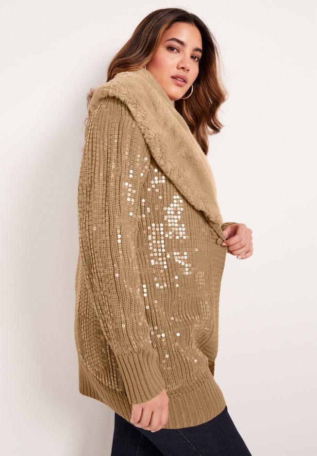 Sequin Button-Up Sweater image number 2