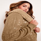 Sequin Button-Up Sweater image number null