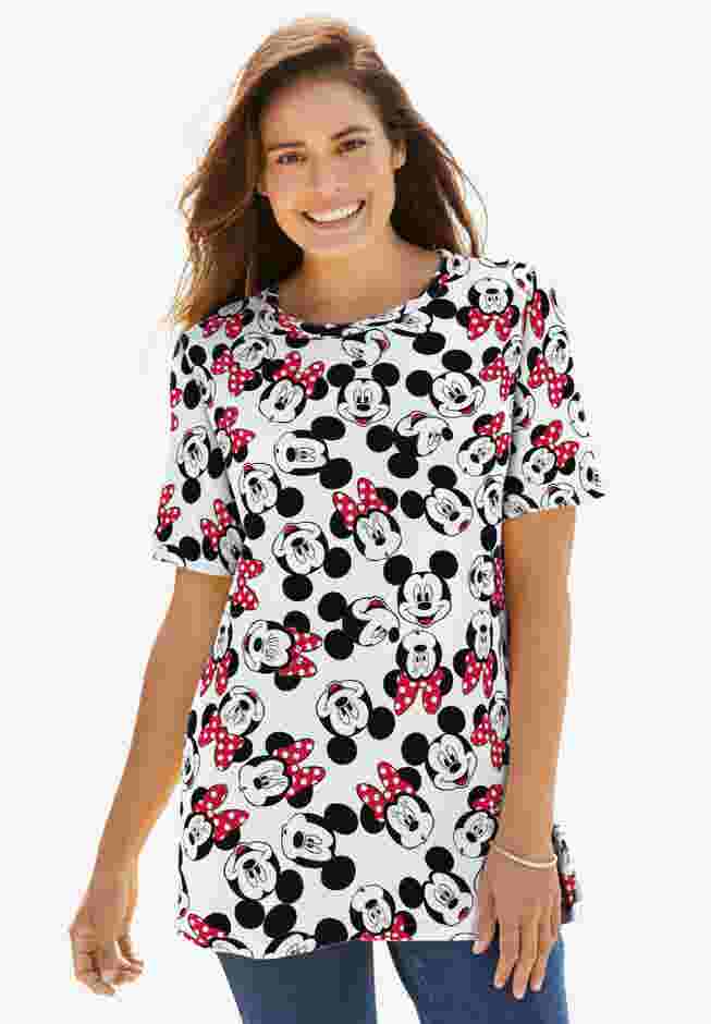 Disney Women's Short Sleeve Crew Tee Mickey Mouse All Over Print image number 0