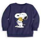 Peanuts Women&rsquo;s Long Sleeve Fleece Sweatshirt Navy Snoopy and Woodstock Hugging image number null