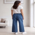 Elastic Waist With Drawstring Wide Leg Jeans image number null