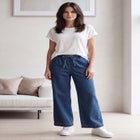 Elastic Waist With Drawstring Wide Leg Jeans image number null