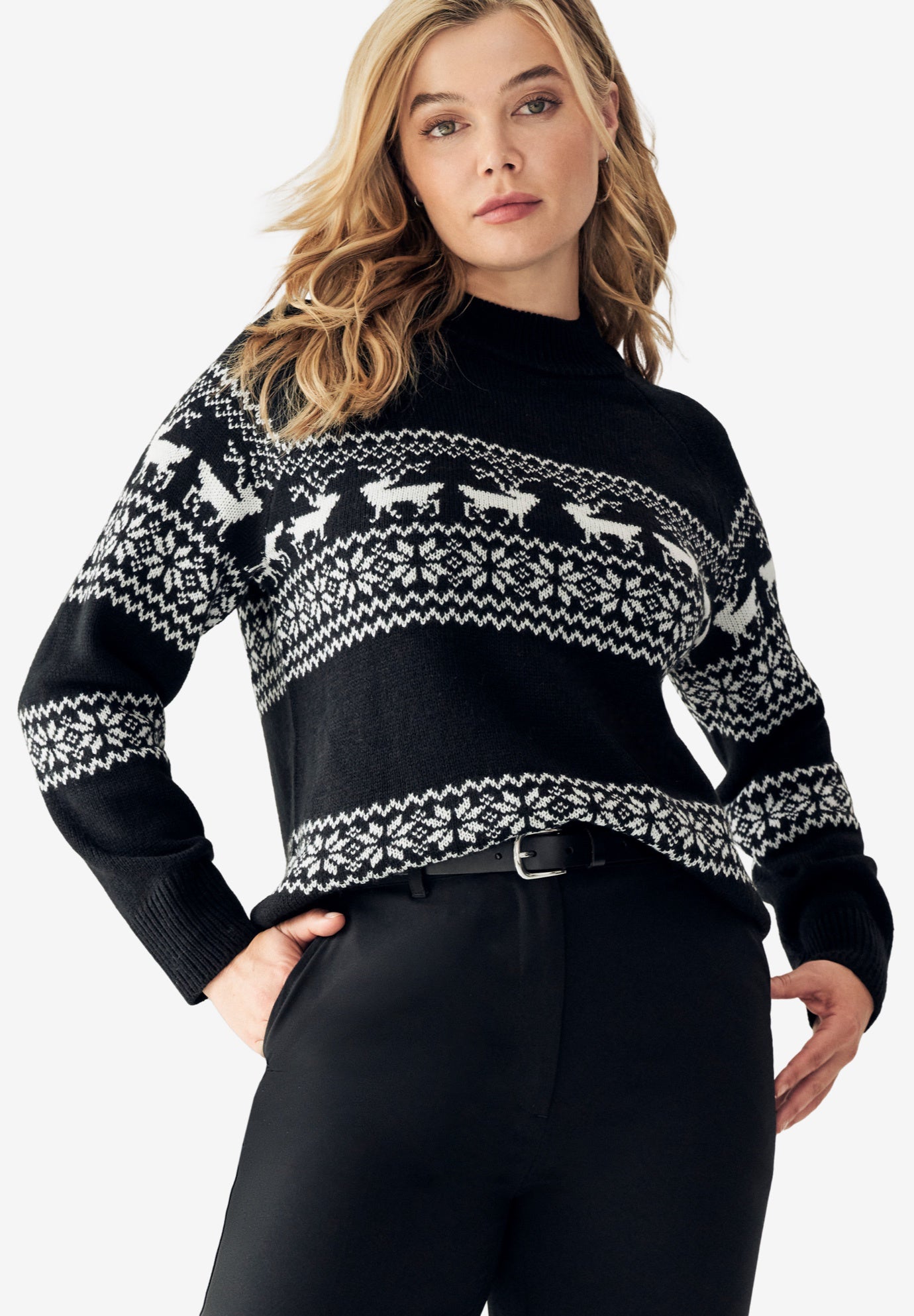 Fair Isle Mock Neck Sweater image number 0