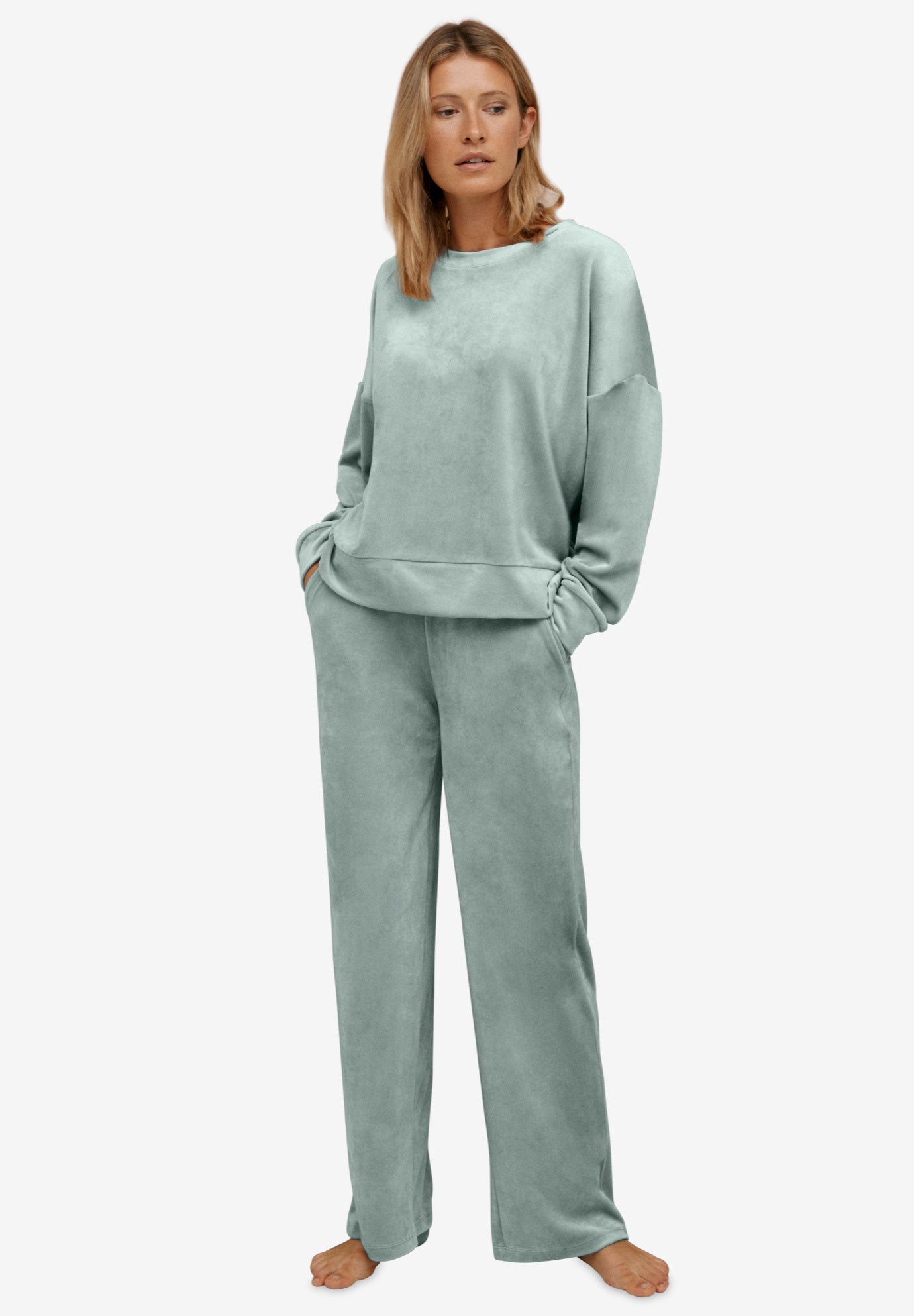 Boxy Velour Lounge Sweatshirt image number 0