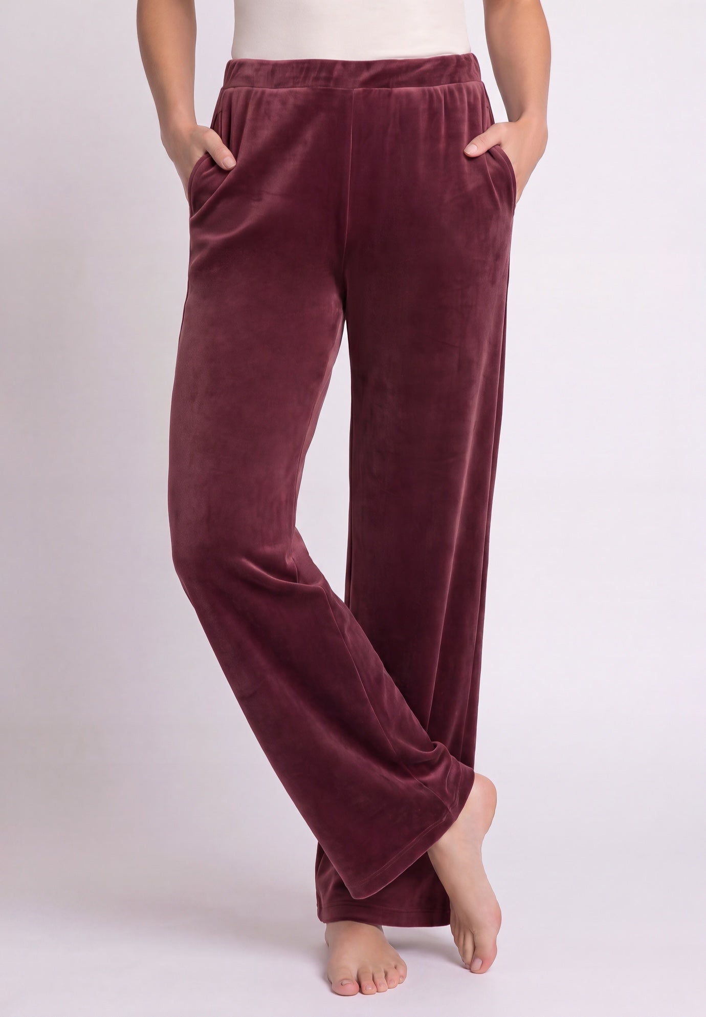 Stretch Velour Wide Leg Pull-on Pants image number 0