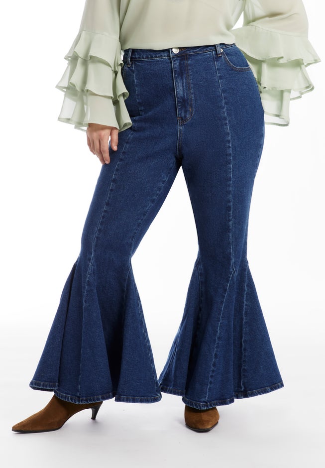High Waisted Flare Godet Jean image number 4