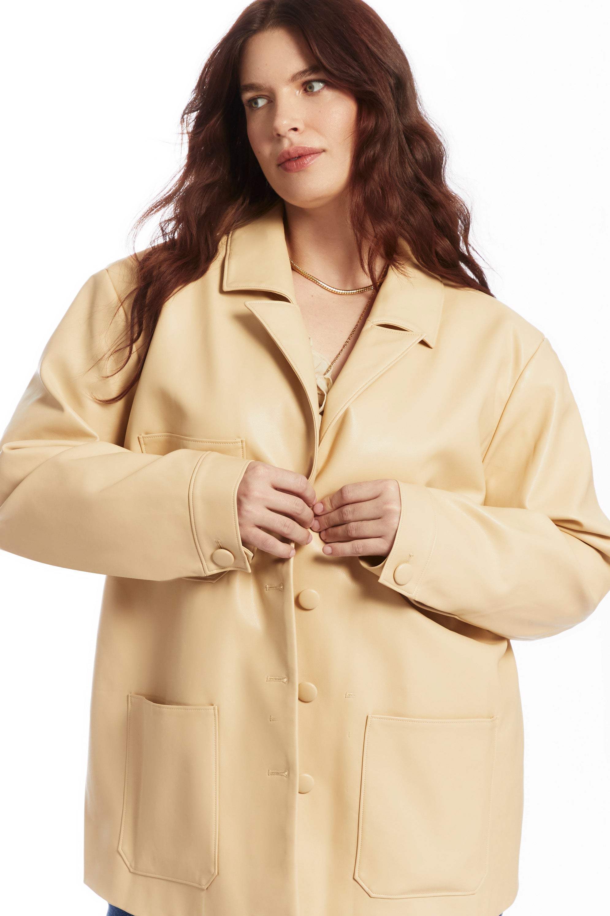 Relaxed Faux Leather Blazer image number 2