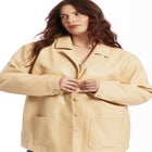 Relaxed Faux Leather Blazer image number null