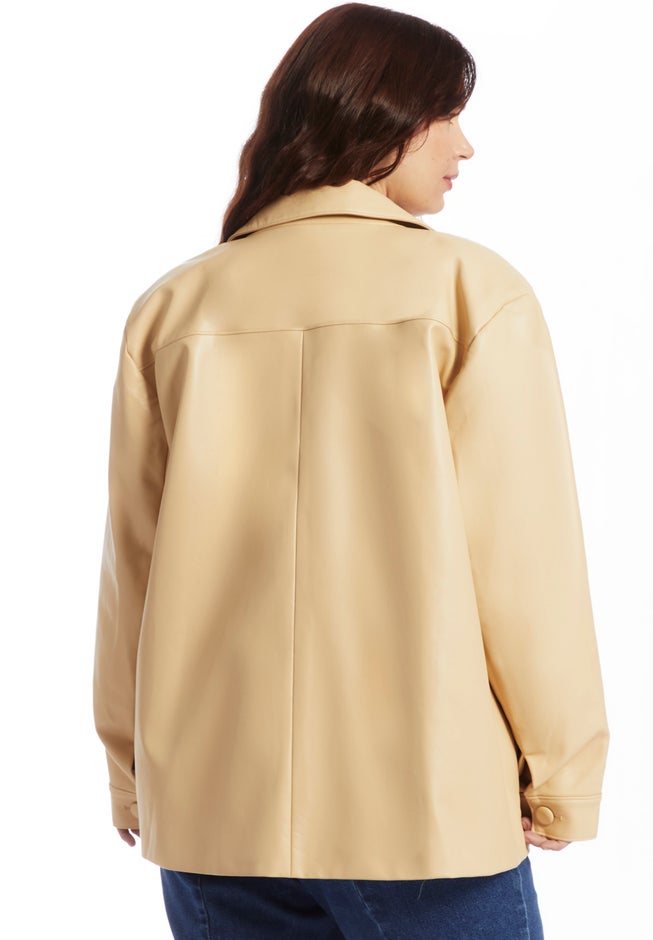 Relaxed Faux Leather Blazer image number 3