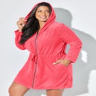 French Terry Tie Waist Hoodie Cover Up image number null