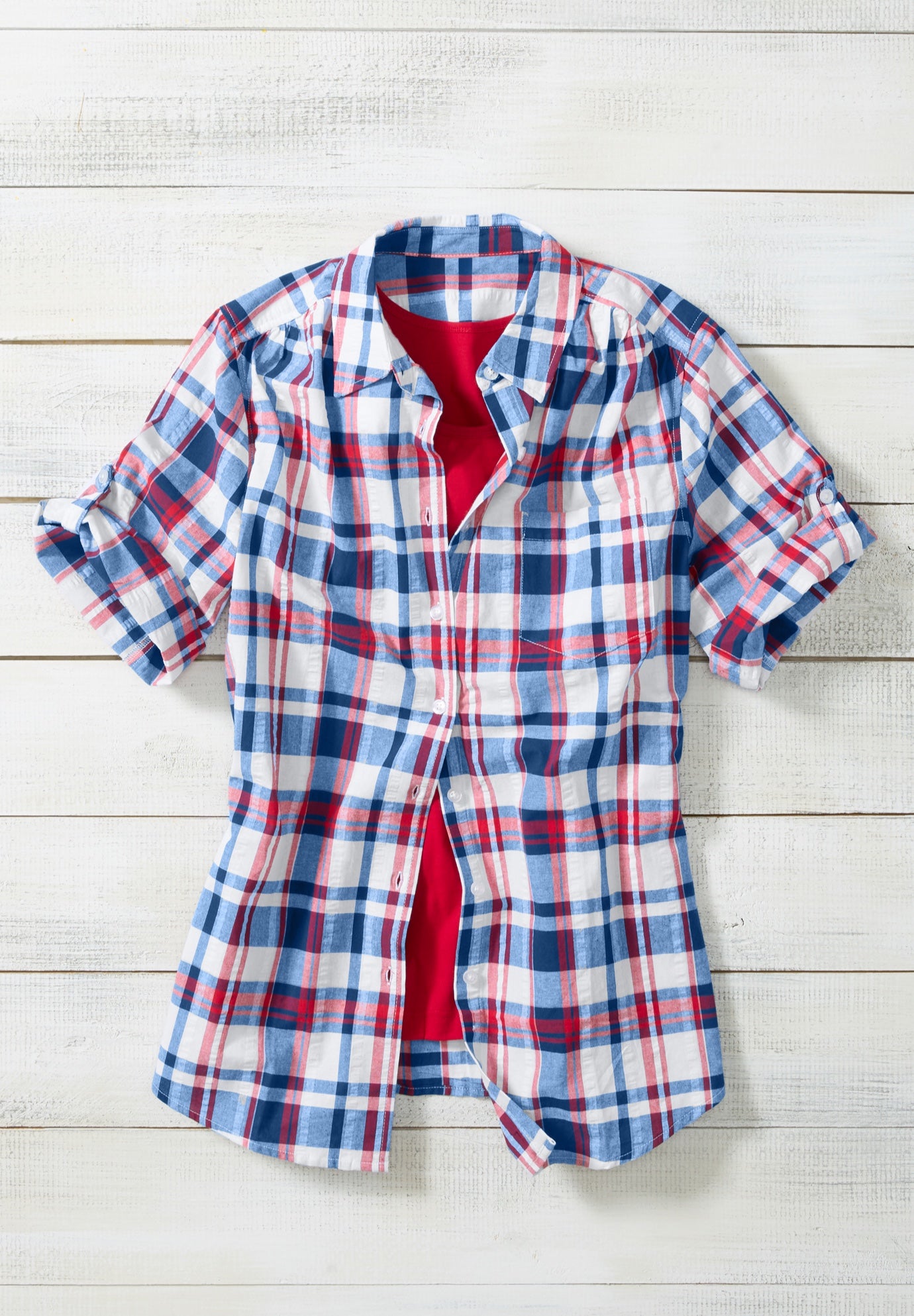 Short-Sleeve Button-Down Cotton Seersucker Shirt image number 2