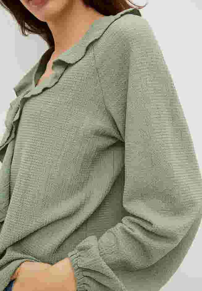 Knit Top With Ruffled V-Neck image number 2