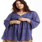 Acid Wash Peasant Blouse image number null