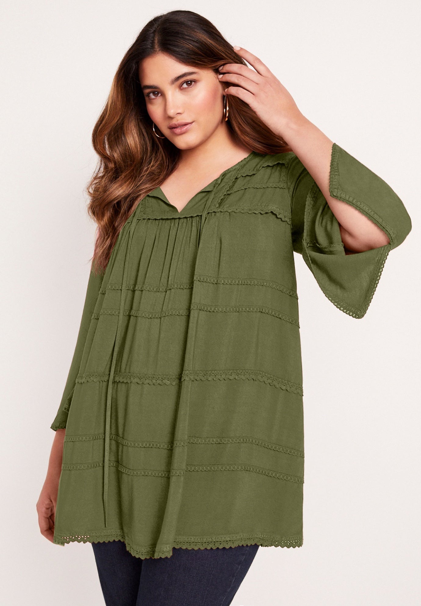 Acid Wash Peasant Blouse image number 0