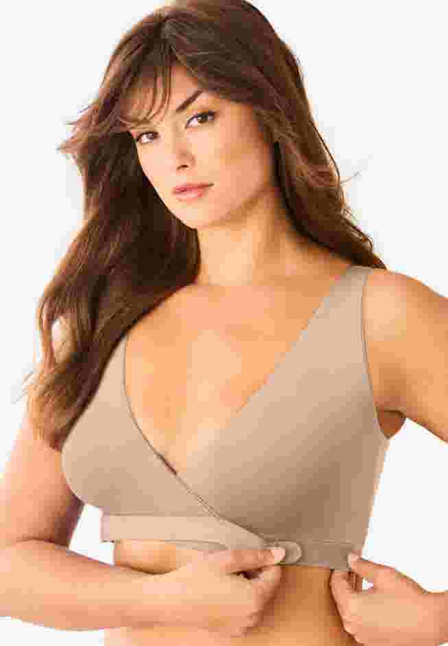 Comfort Choice® Velcro Crossover Wireless Lounge Bra image number 2