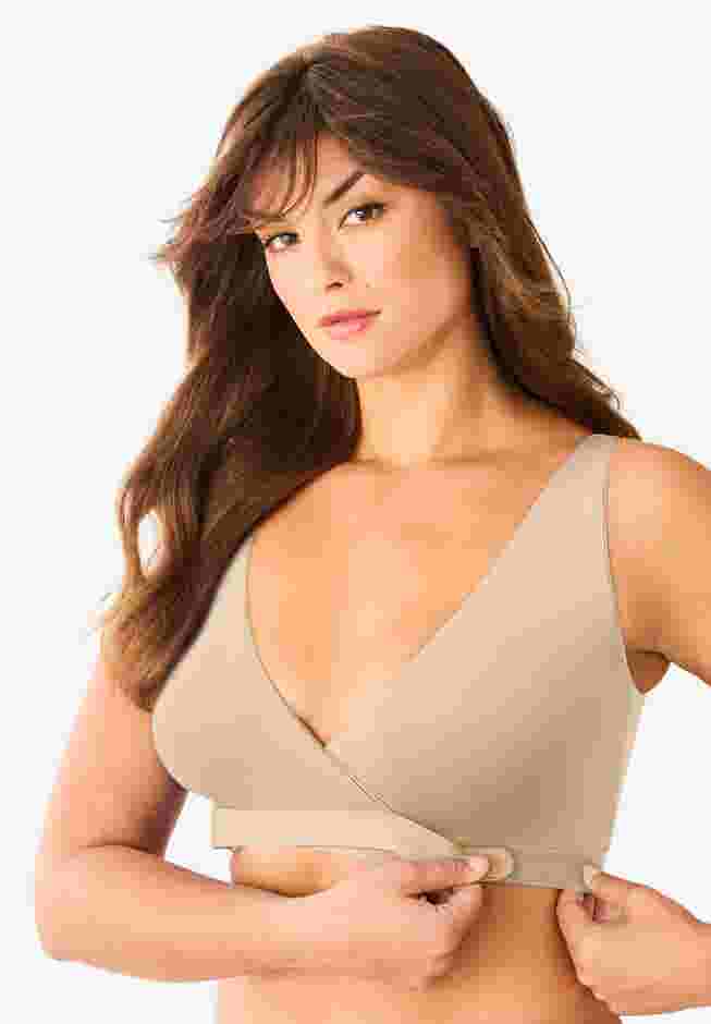 Comfort Choice® Velcro Crossover Wireless Lounge Bra image number 0
